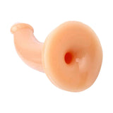 Vista dall'alto base strap-on apertura centrale rossastra con dildo curvo
