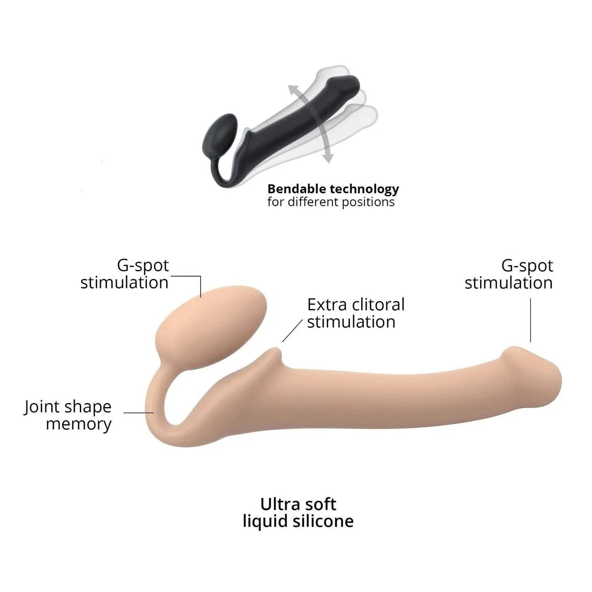 Strapon Strapless Bendable - S, Rosa Carne