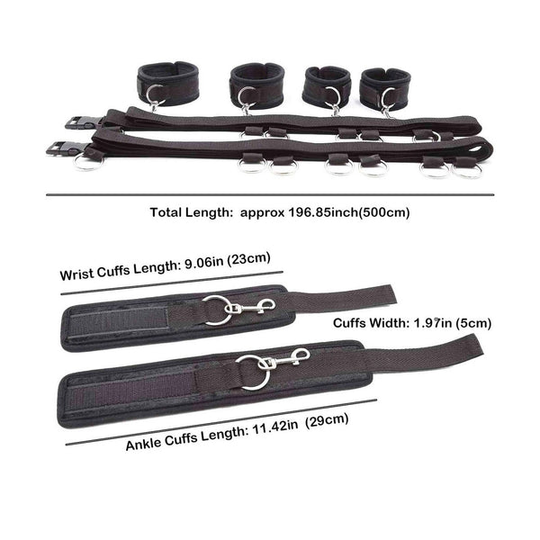 Strisce nylon regolabili 580 cm con cavigliere e polsiere nere in tessuto
