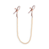 Stringicapezzoli bianchi con catena di perline bronzee
