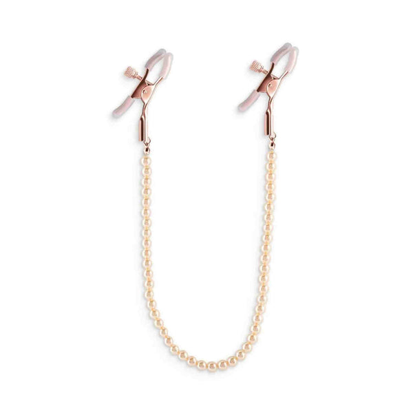 Stringicapezzoli bianchi con catena di perline bronzee