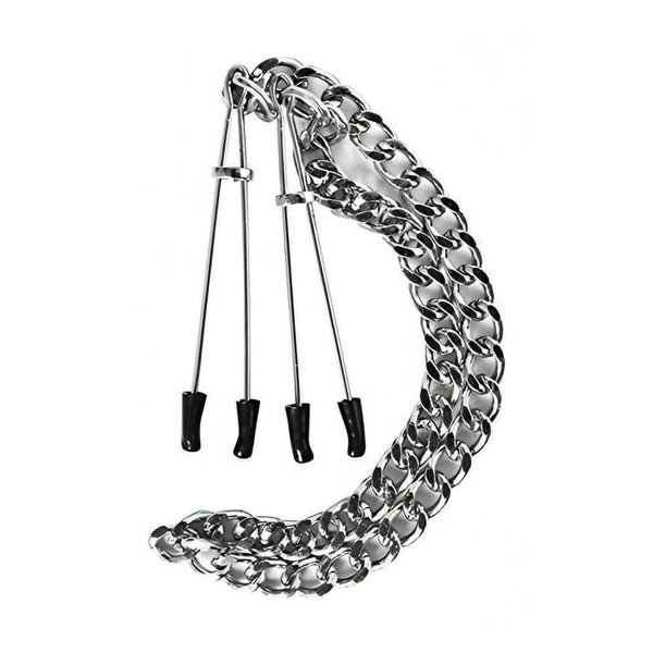 Pinze per capezzoli modello giapponese con catena media 45.7 cm e punte in PVC nero