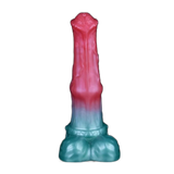 Dildo silicone Lewis gradiente rosa turchese vista frontale