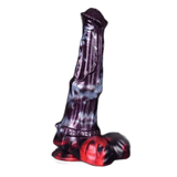 Dildo silicone Lewis drago strisce vista frontale inclinata