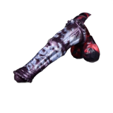 Dildo silicone Lewis drago strisce viola blu rosso vista laterale