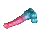 Dildo silicone Lewis gradiente rosa turchese vista laterale