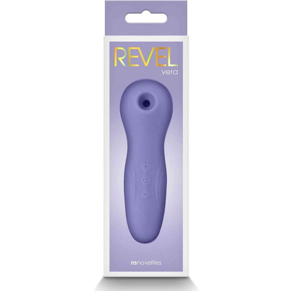 Confezione verticale succhia clitoride Vera Revel logo multicolore nsnovelties sfondo bianco
