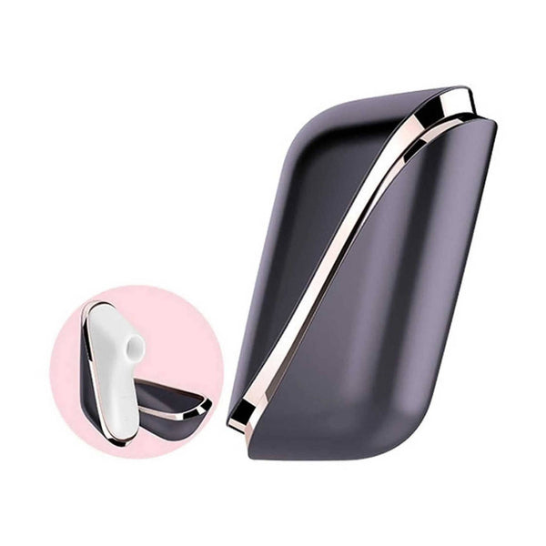 Satisfyer Traveler stimolatore aria portatile nero e rosa oro con cupola morbida