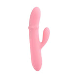 Vista laterale vibratore rabbit Svakom Mora Neo rosa pastello forma ergonomica con stimolatore clitorideo