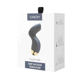 Lato laterale confezione stimolatore clitorideo Svakom Pulse Pure con icone tecniche