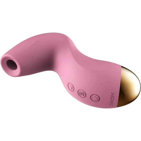 Vista frontale apertura suzione stimolatore clitorideo Svakom Pulse Pure rosa pastello