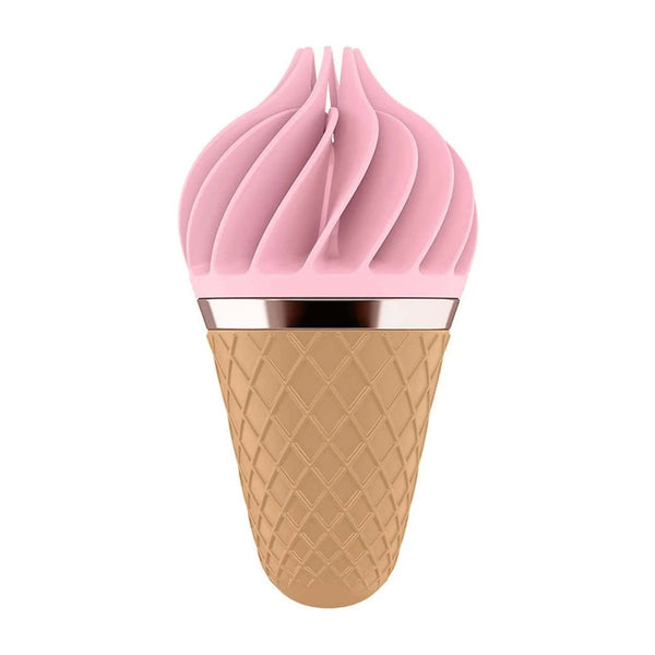 Satisfyer Sweet Treat Spinnator rosa pastello con anello metallico argentato