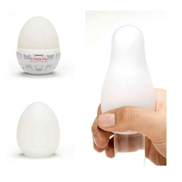 TENGA EGG SPHERE masturbatore flessibile bianco in mano