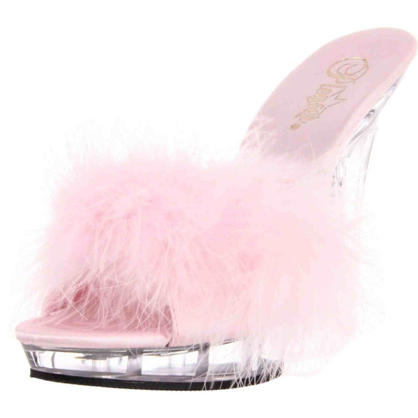 Tacco 13 cm Alto Plateau Trasparente Pelo Rosa