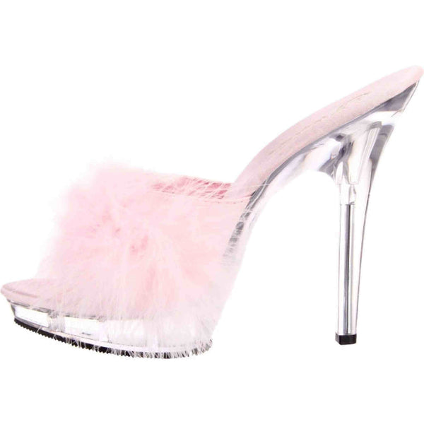 Tacco 13 cm Alto Plateau Trasparente Pelo Rosa