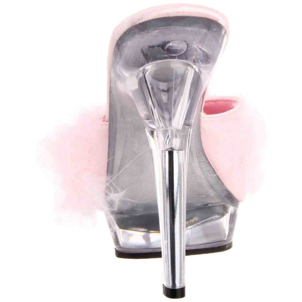 Tacco 13 cm Alto Plateau Trasparente Pelo Rosa
