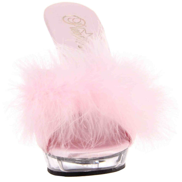 Tacco 13 cm Alto Plateau Trasparente Pelo Rosa