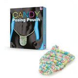 Tanga da uomo commestibile Candy Posing Pouch con caramelle dischi rosa e blu smontato