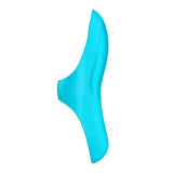 Vibratore per dito Satisfyer Teaser turchese profilo laterale ergonomico senza giunte