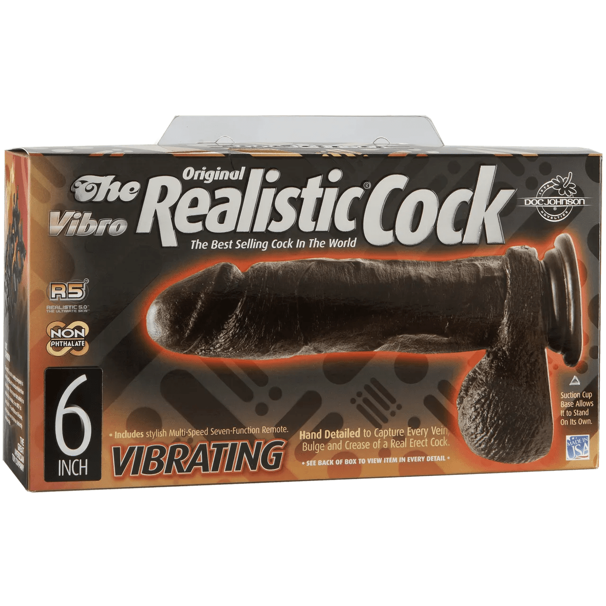 The Vibro Realistic Cock 6 inch Black