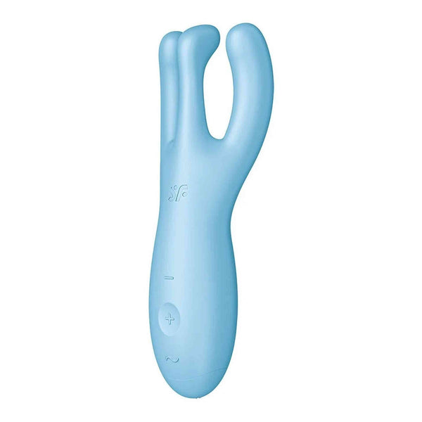 Vibratore Satisfyer Threesome 4 blu con app Bluetooth e tre estremità ergonomiche