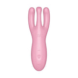 Vibratore rosa Satisfyer Threesome 4 in silicone con tre punte ergonomiche