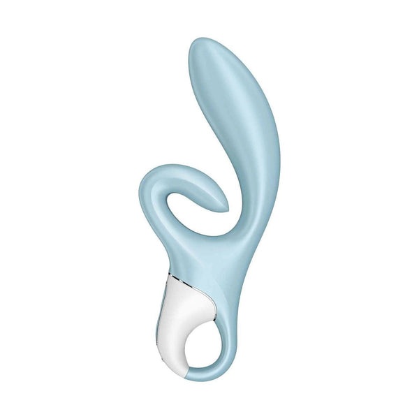 Satisfyer Touch Me vibratore a coniglio blu anello trasporto bordo metallico