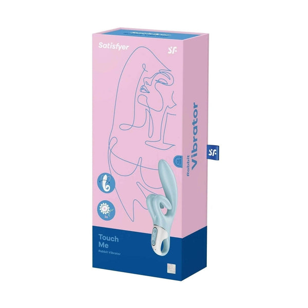 Confezione vibratore Satisfyer Touch Me rosa e blu con illustrazione