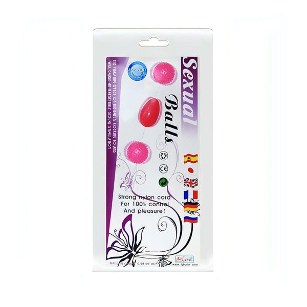 Confezione trasparente busta per trio di palline sessuali rosa con stampa grafica