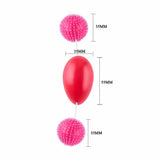 Trio di palline anali vaginali rosa con rilievi a spina e sfera ovale centrale lucida