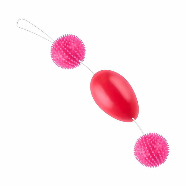 Angolazione trio palline anali rosa con sfera liscia centrale e anello superiore