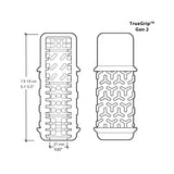 Disegno tecnico TrueGrip Gen 2 con pattern a Y e cerchi per presa