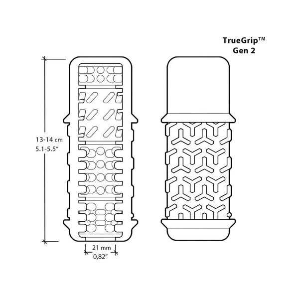 Disegno tecnico TrueGrip Gen 2 con pattern a Y e cerchi per presa