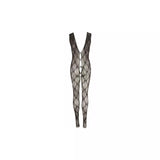 Tutina catsuit nera trasparente con spalline sottili e design aperto