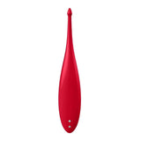 Vibratore Satisfyer Twirling Fun rosso lucido con pulsanti metallici