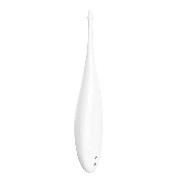 Vibratore Satisfyer Twirling Fun bianco profilo con pulsanti grigi