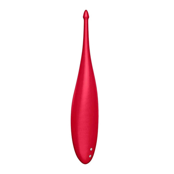 Vibratore Satisfyer Twirling Fun rosso opaco profilo con pulsanti argento