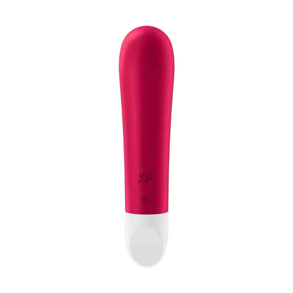 Angolazione laterale vibratore Satisfyer Ultra Power Bullet 1 rosso con logo SF