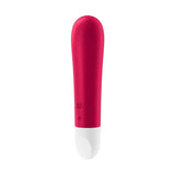 Logo SF e tasto accensione su vibratore Satisfyer Ultra Power Bullet 1 rosso