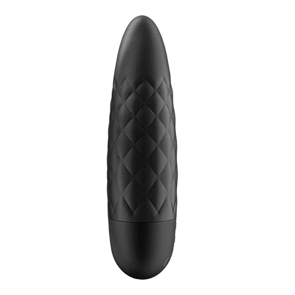 Profilo laterale del vibratore Ultra Power Bullet 5 nero con superficie liscia e dettagli funzionali