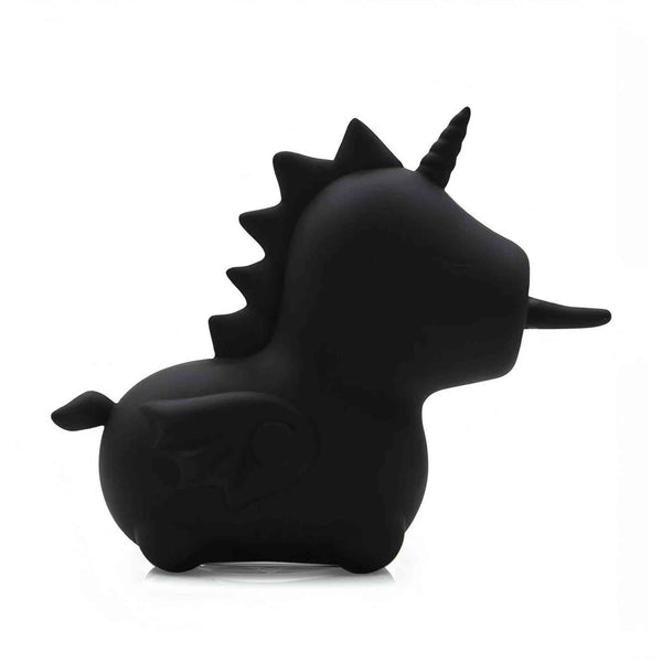 Vista laterale sinistra mini unicorno vibratore clitorideo Unihorn Wild Spirit nero con cresta a denti di sega