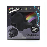 Confezione vibratore clitorideo Unihorn Wild Spirit nera con finestra trasparente e logo arcobaleno