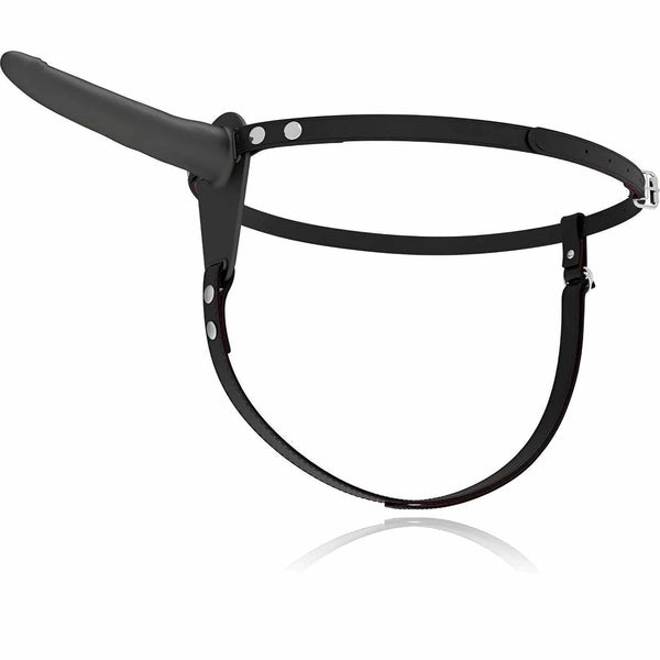 Strap-on vibrante nero in silicone con cintura in pelle sintetica e finitura opaca