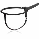Strap-on vibrante nero design simmetrico con asta rigida e cinturino regolabile
