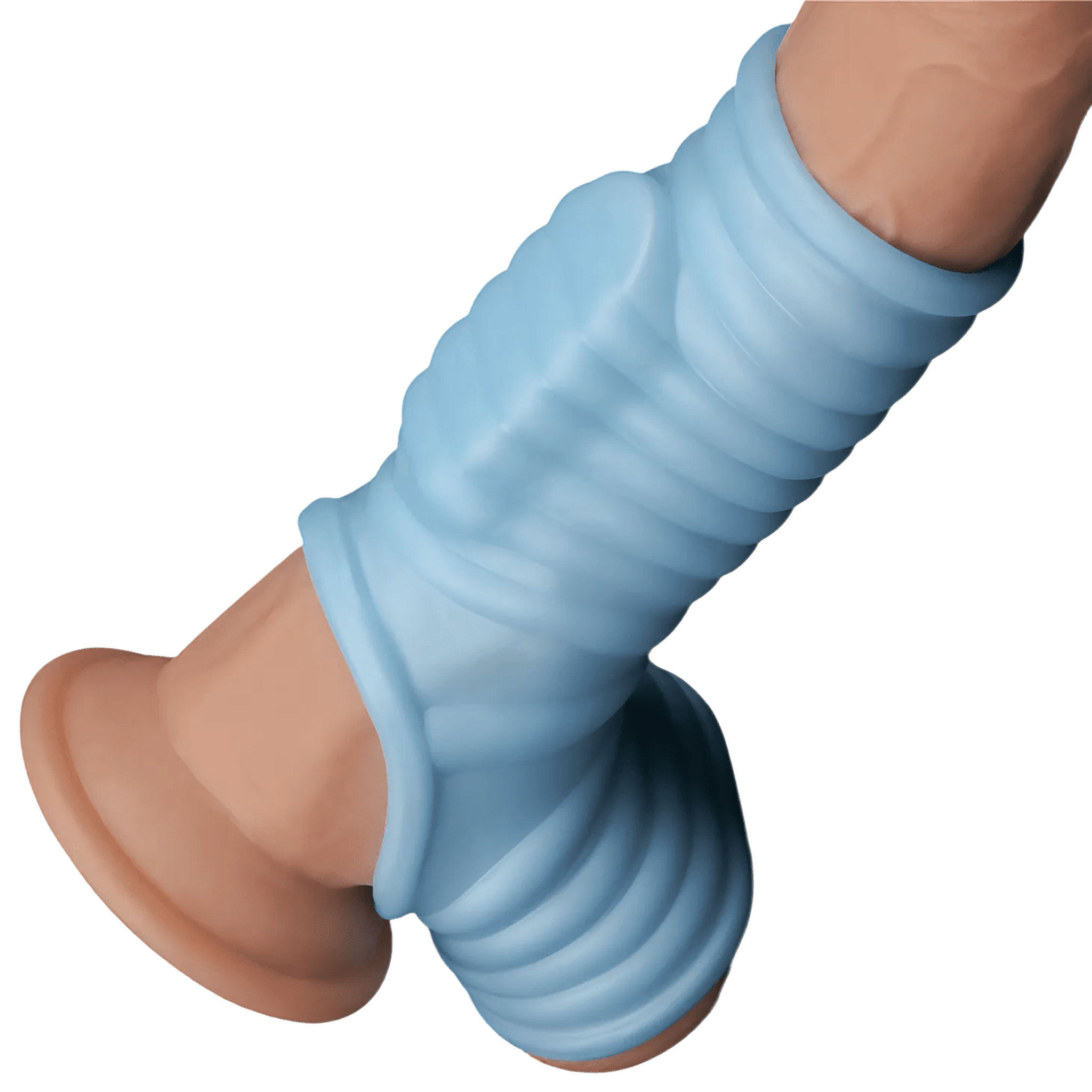 Vibrating Wave Knights Guaina Fallica Intera Stimolante con Vibrazione - Azzurro