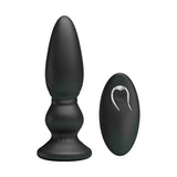 Vista laterale plug anale nero ergonomico con telecomando M