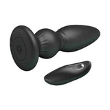 Top view plug anale nero con simbolo accensione e telecomando