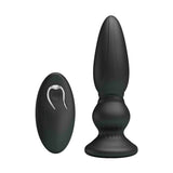 Plug anale nero in silicone con telecomando wireless e finitura opaca