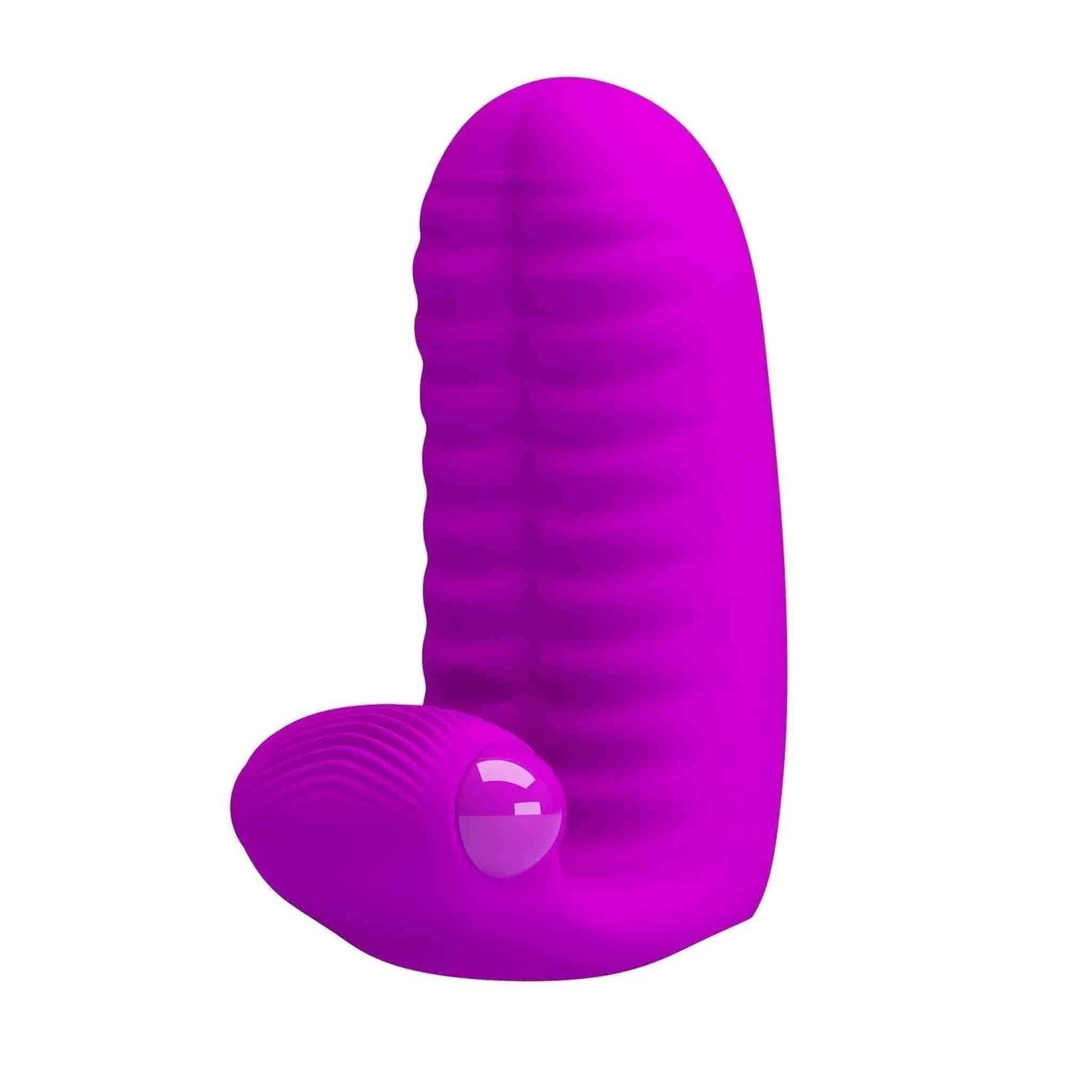 Vibratore DOPPIO da dita con stimolatore clitorideo - Viola