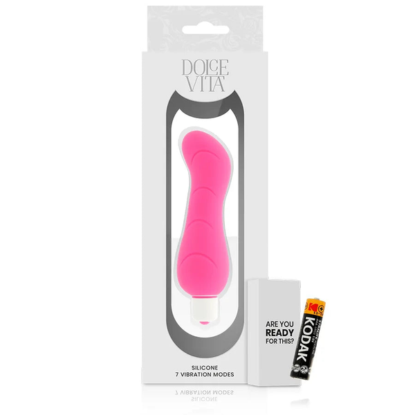 Confezione vibratore Dolce Vita rosa con batteria inclusa e 7 modalità